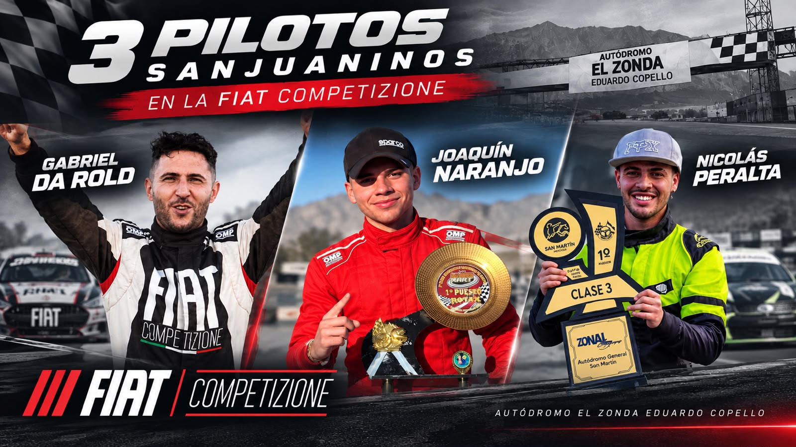 ¡Tres corazones sanjuaninos a pura adrenalina en el Zonda! La Fiat Competizione desembarca en San Juan